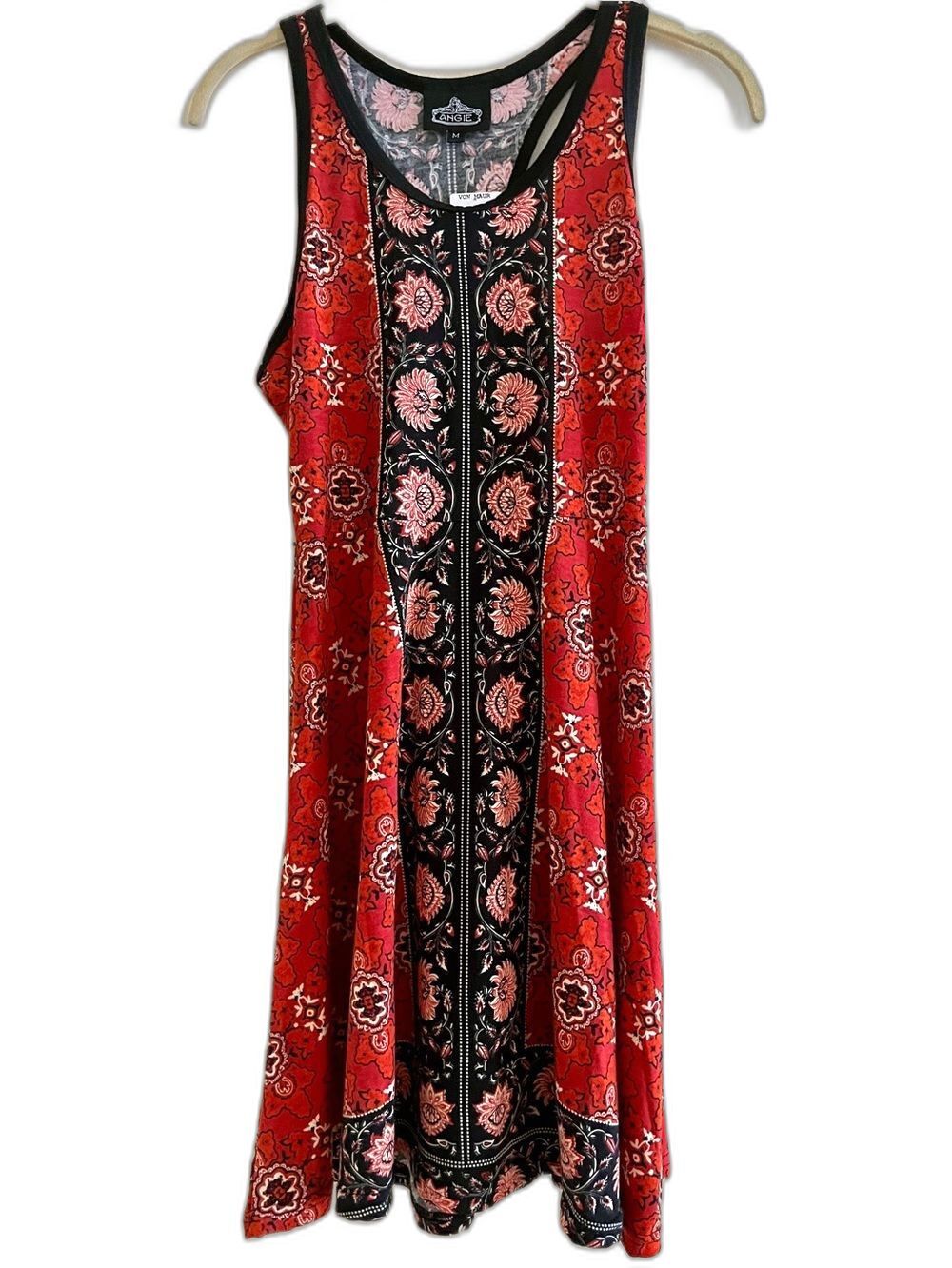 Angie M Floral Mini Tank Dress Red Black Boho Festival Travel Casual